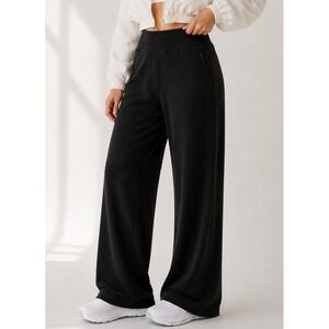 Yogalicious Lux Laila Flare Pants Black High Waist Ribbed Activewear Womens L